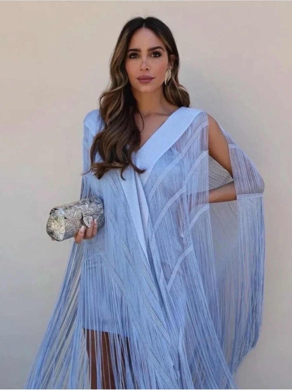 NWT Zara Sky Blue Fringe Dress